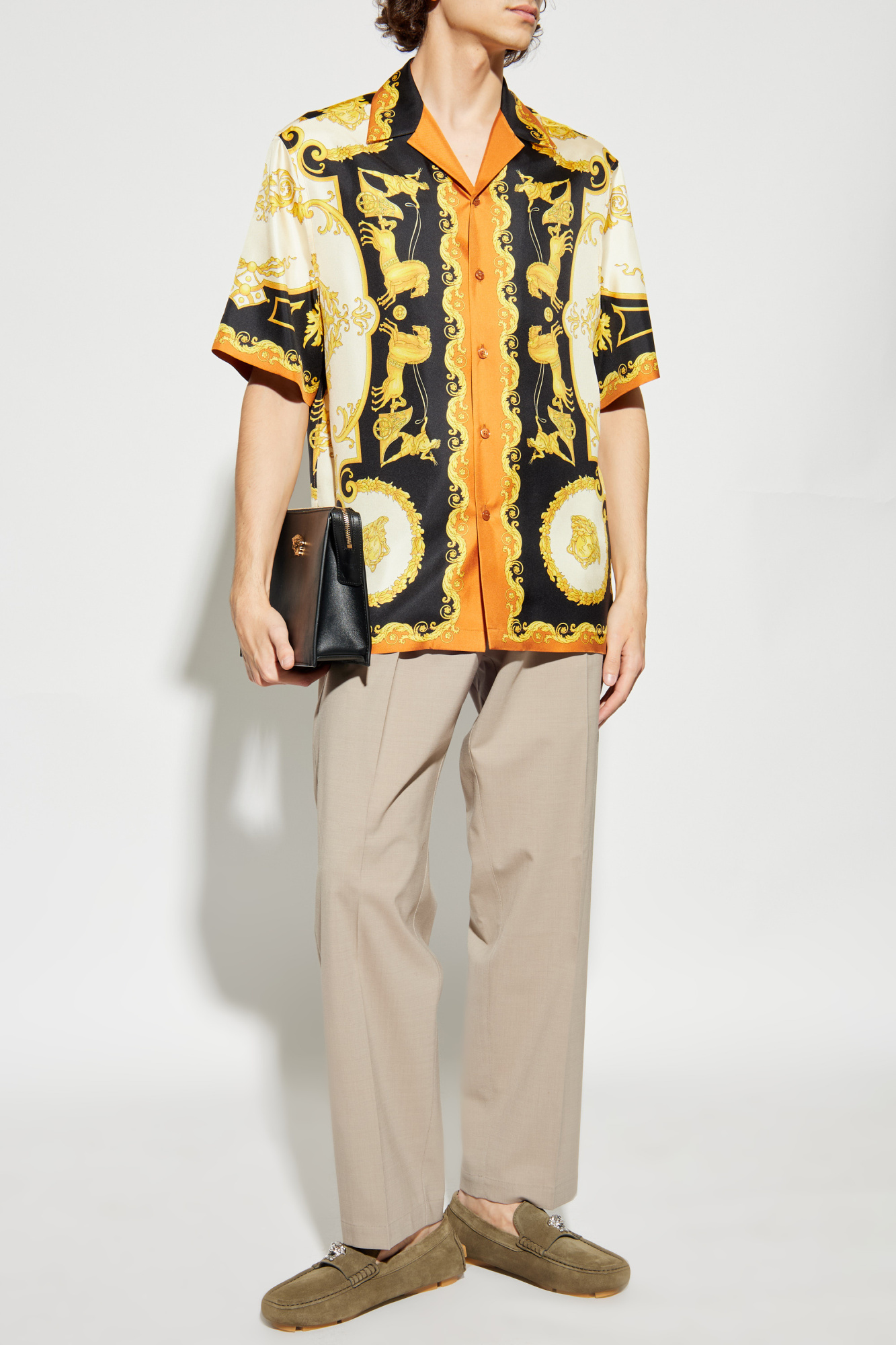 Žltý Silk short-sleeve shirt Versace - Vitkac Slovakia